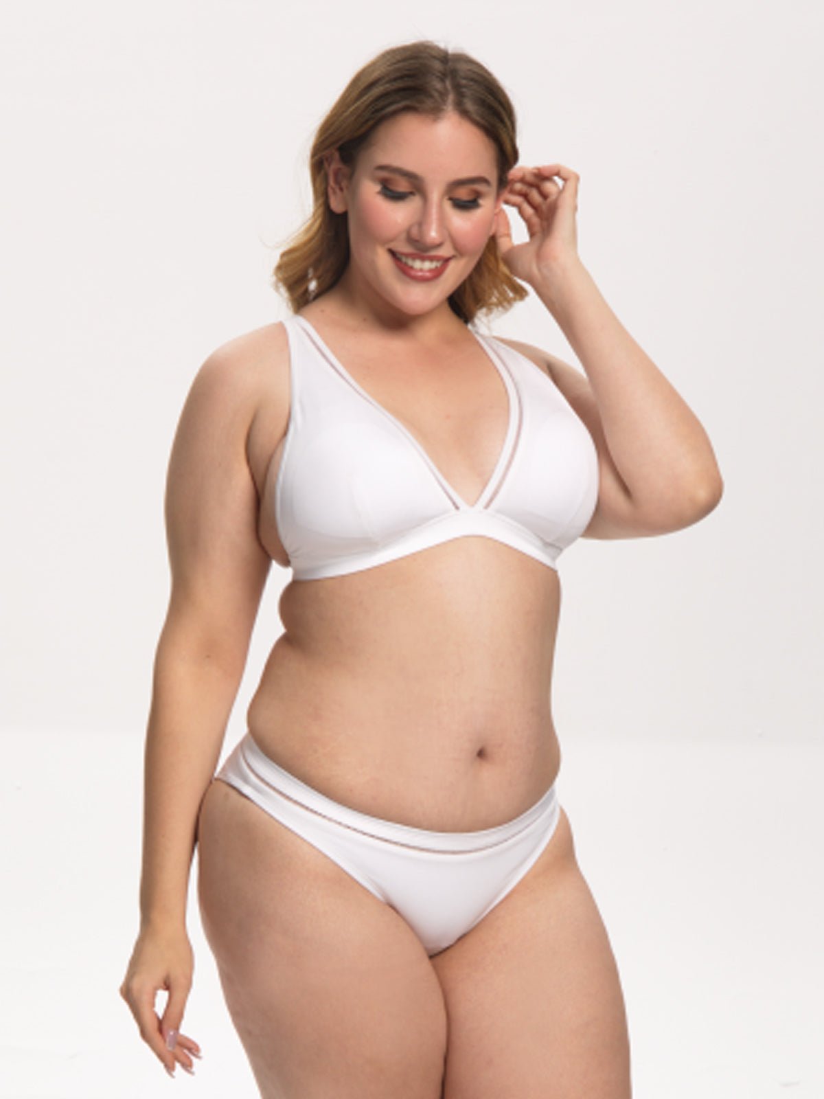 Two Piece Hot Plus Size White Swimwear Women Sexy Two Piece