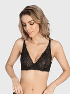 Sexy Sheer Lace Contour Plunge Bra Black - WingsLove