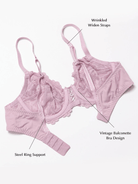 Sheer Lace Underwire Plus Size Bra Purple - WingsLove