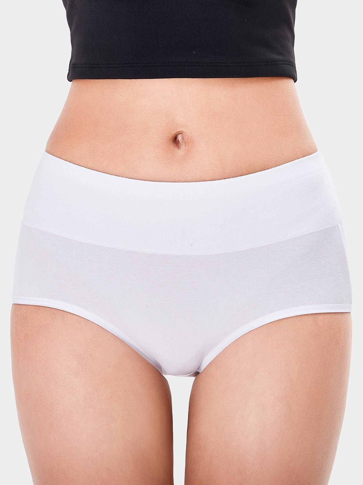 Soft Cotton High-Cut Briefs Breathable Panties White 3 PCS