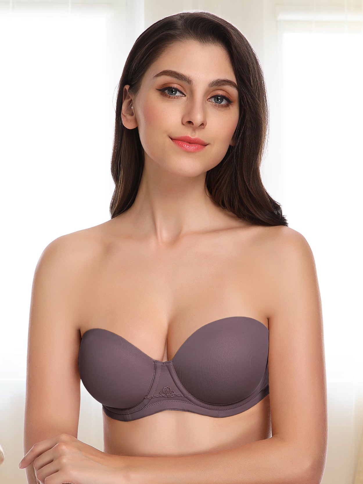 Strapless Bra Underwire Multiway Molded Cup Purple