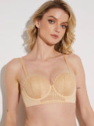 Strapless Floral Lace Underwire Bra Nude - WingsLove