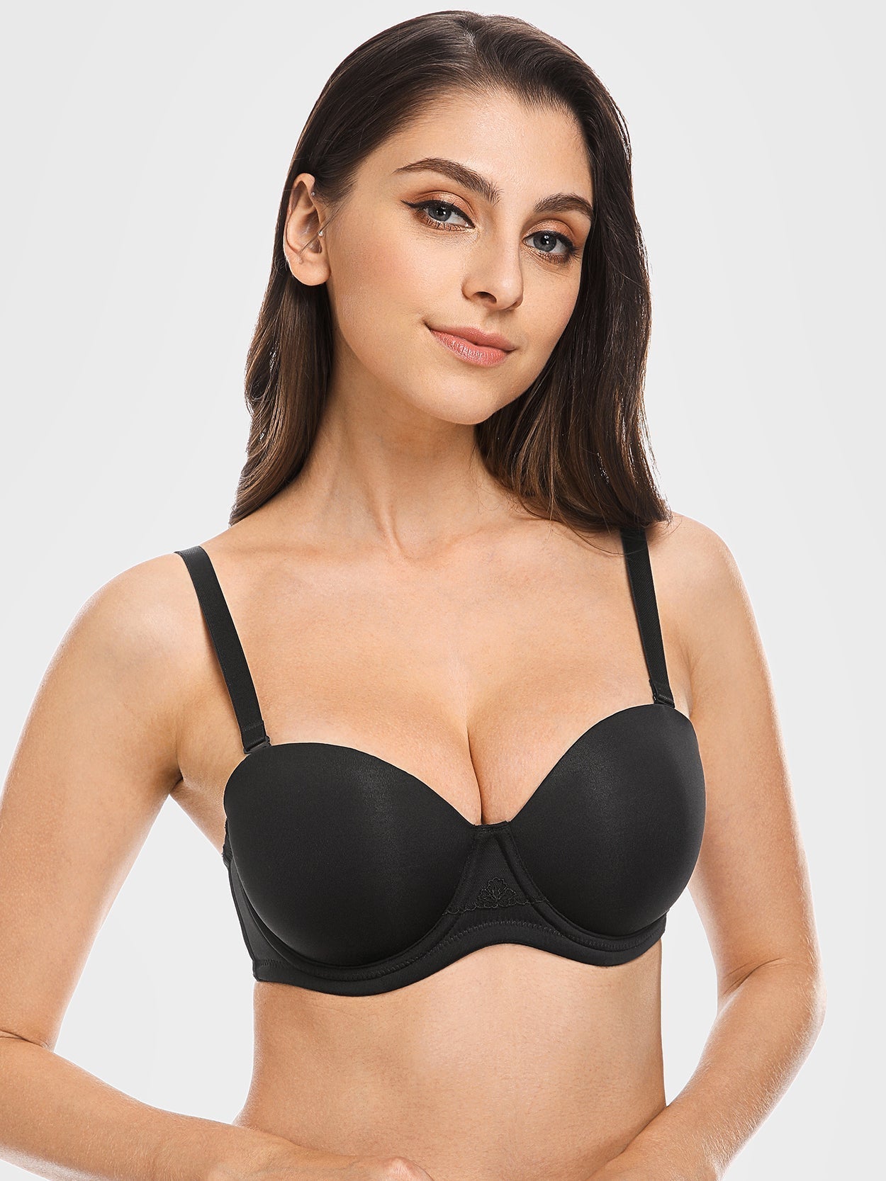 Wingslove Strapless Bra for Women Plus Size Push Up Underwire Multiway  Support Bra, Black 42C 