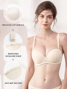 Strapless Multi-way Contour Underwire Bra Beige - WingsLove