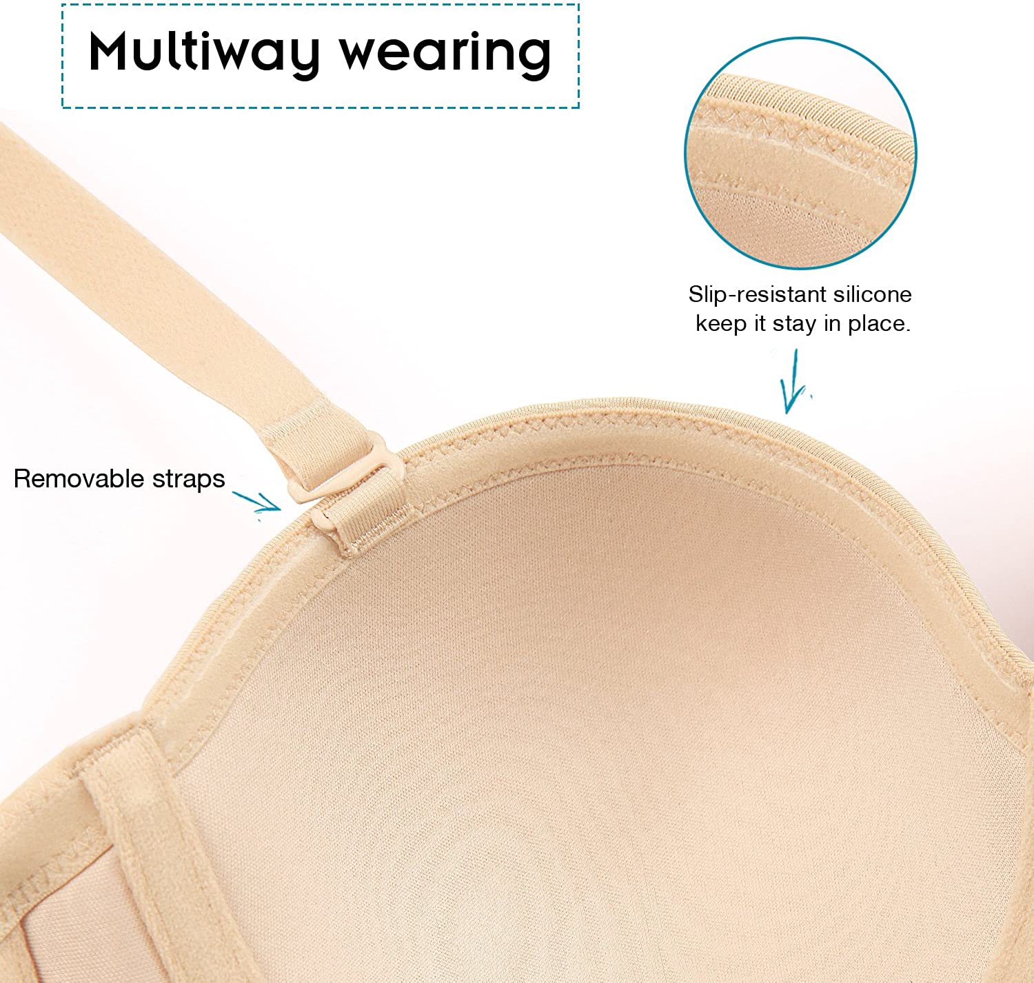 Strapless Multi-way Contour Underwire Bra Beige - WingsLove