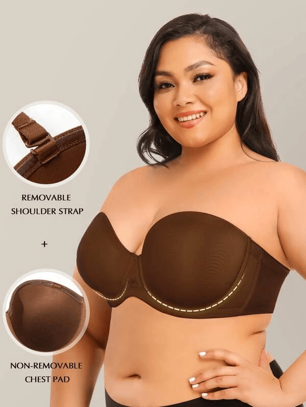 Strapless Multi-way Contour Underwire Bra Coffee Brown - WingsLove