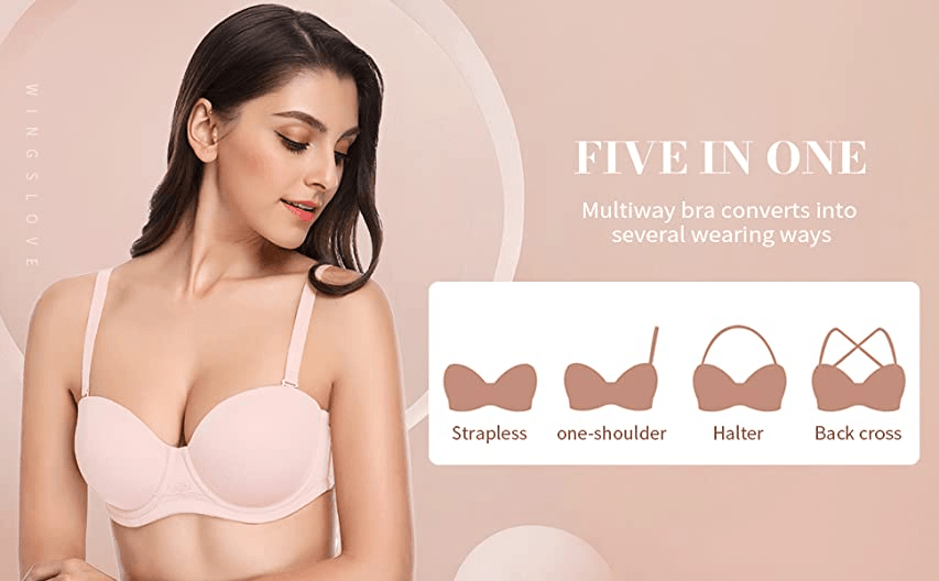 Strapless Multi-way Contour Underwire Bra Coffee Brown - WingsLove