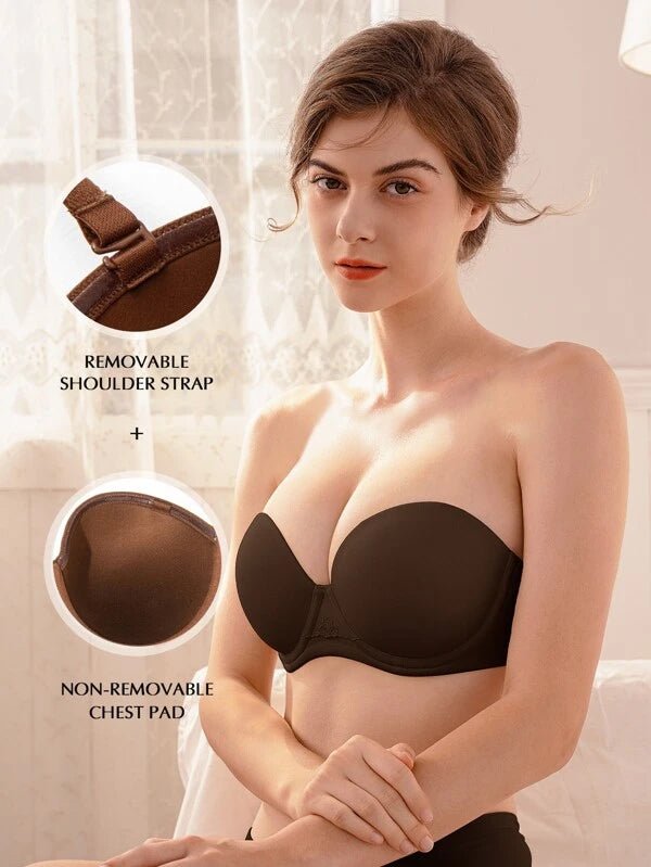 Strapless Multi-way Contour Underwire Bra Coffee Brown - WingsLove