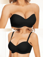 Strapless Unlined Underwire Multiway Bra Seamless Bra Black - WingsLove