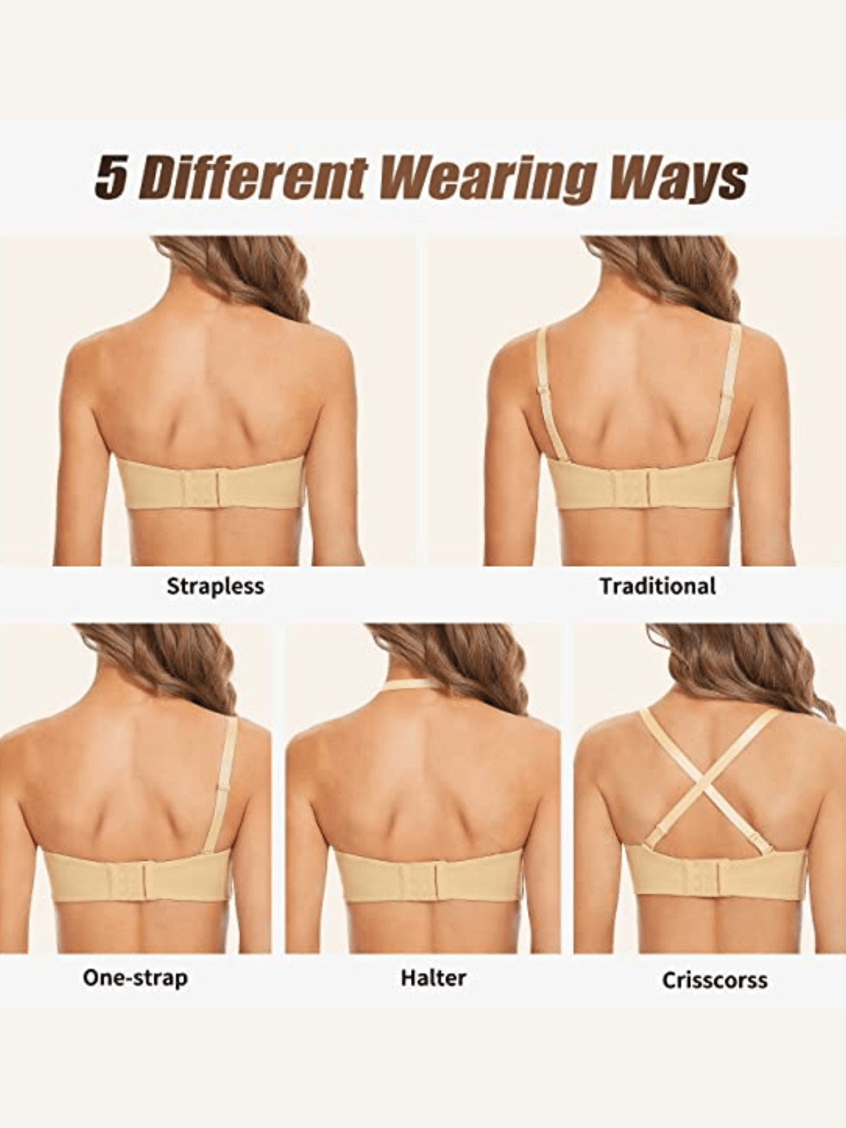 Strapless Unlined Underwire Multiway Bra Seamless Bra Nude - WingsLove