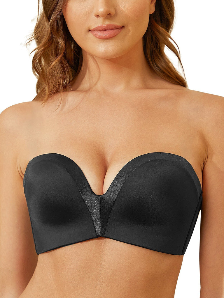 Strapless Wirefree Multiway Push Up Bra Black - WingsLove