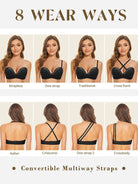 Strapless Wirefree Multiway Push Up Bra Black - WingsLove