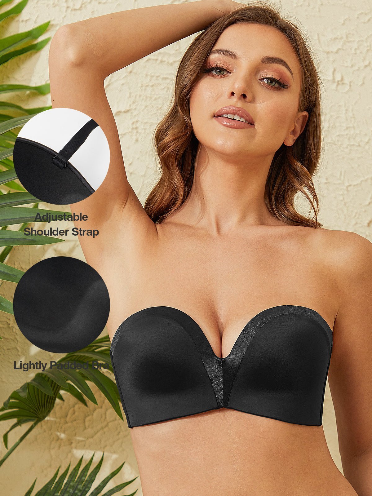 Strapless Wirefree Multiway Push Up Bra Black - WingsLove