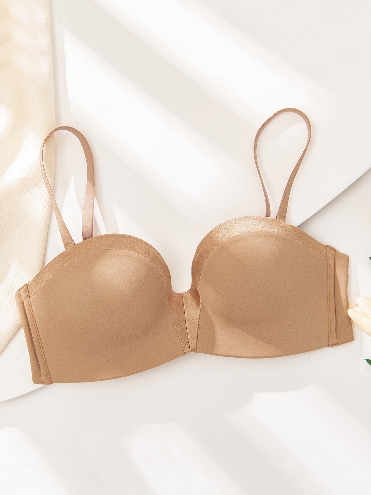 Strapless Wirefree Multiway Push Up Bra Brown - WingsLove