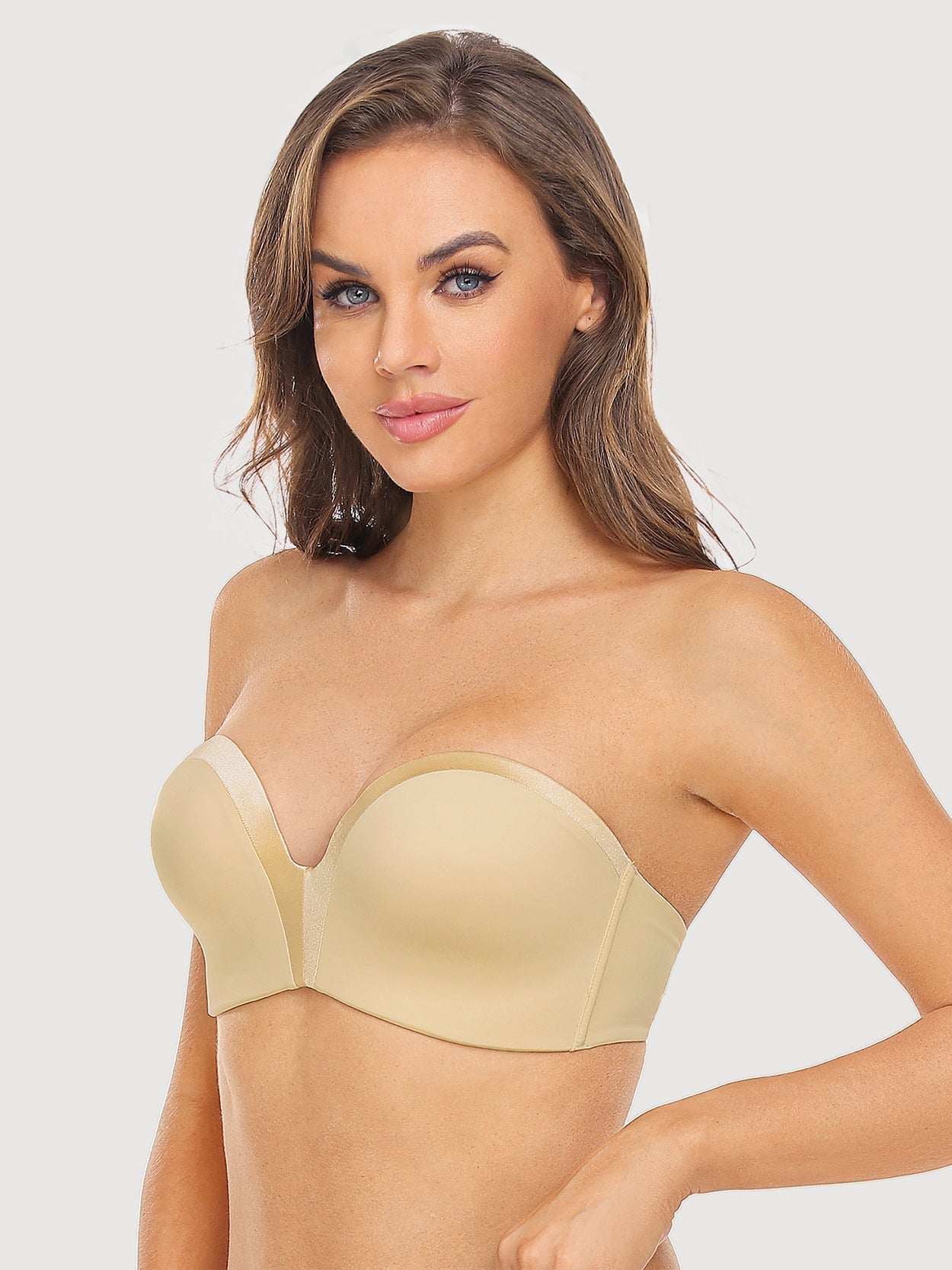 Strapless Wirefree Multiway Push Up Bra Nude - WingsLove