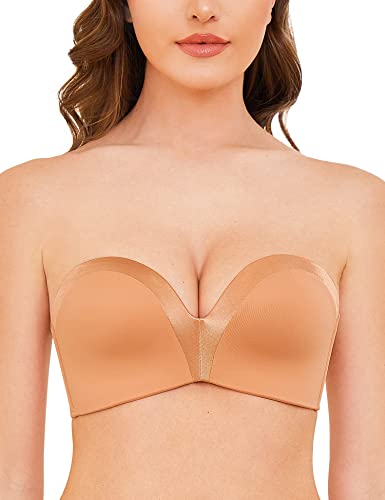 Strapless Wirefree Multiway Push Up Bra Orange - WingsLove