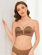 Strapless Wirefree Multiway Push Up Bra Walnut Brown - WingsLove