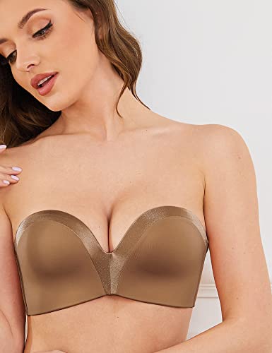 Strapless Wirefree Multiway Push Up Bra Walnut Brown - WingsLove