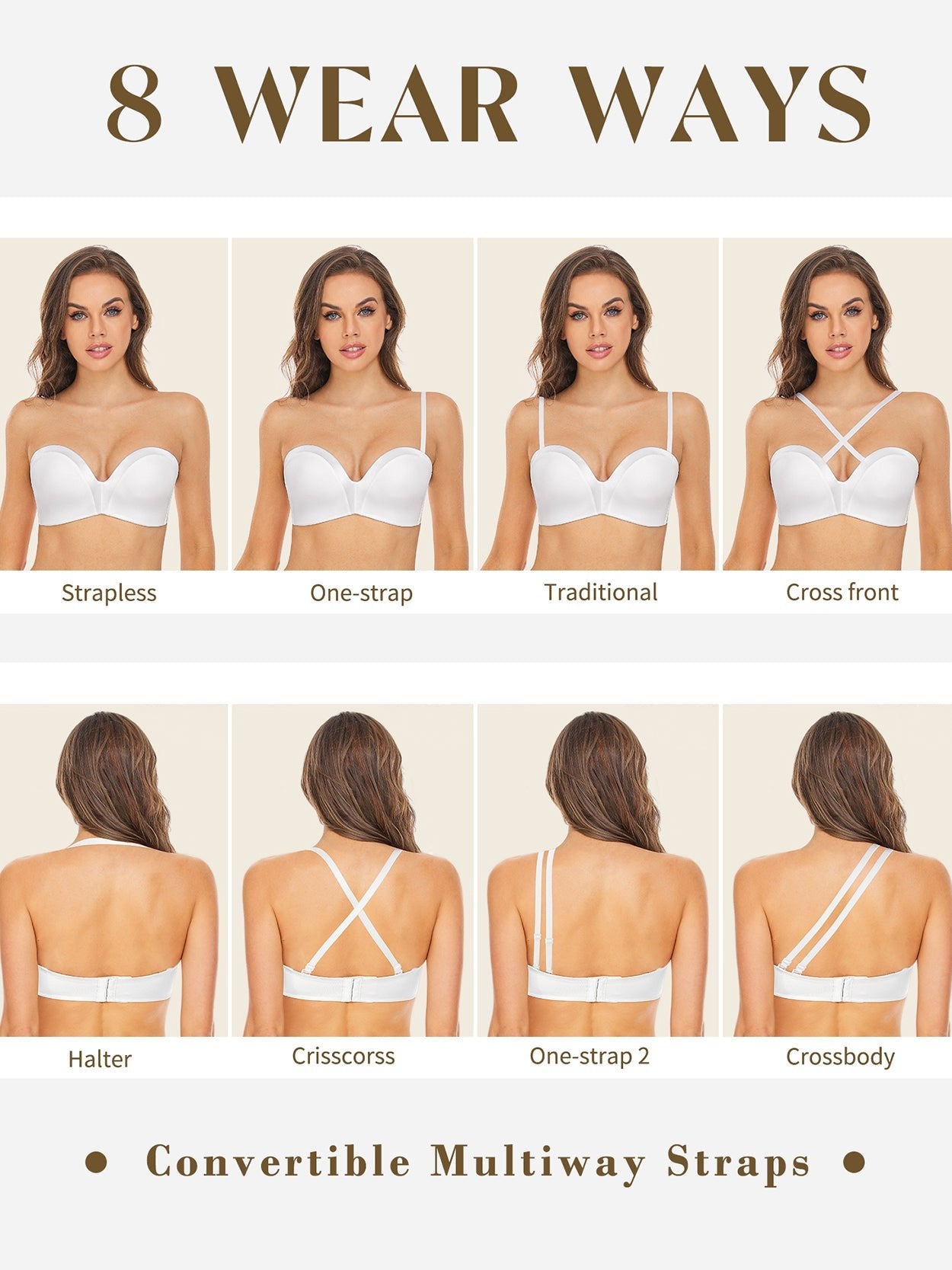 Strapless Wirefree Multiway Push Up Bra White