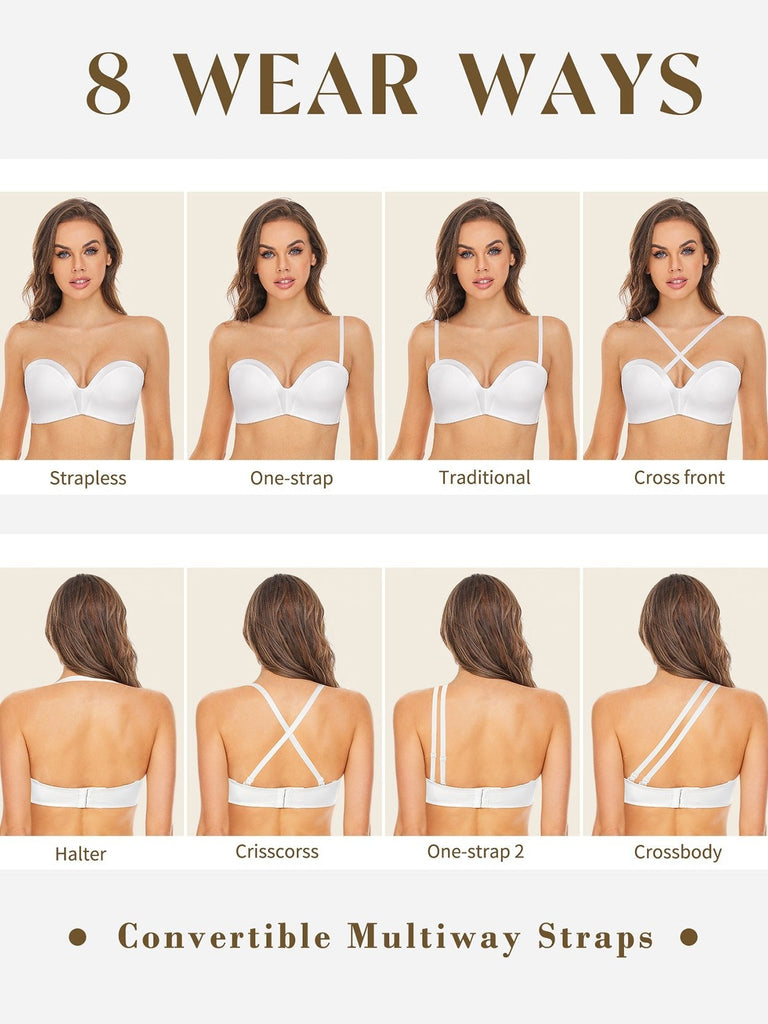 Strapless Wirefree Multiway Push Up Bra White - WingsLove