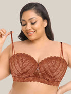 Stunning Strapless Bra with Delicate Embroidery Caramel - WingsLove