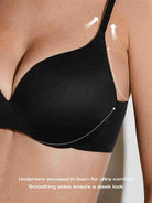 Super Padded T-Shirt Bra Add Two Cups Black - WingsLove