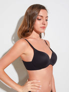 Super Padded T-Shirt Bra Add Two Cups Black - WingsLove