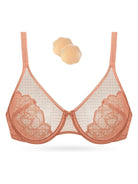 Underwire U-shaped Flower Transparent Bra Pink Bean - WingsLove