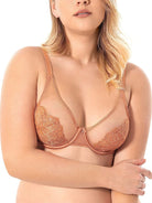 Underwire U-shaped Flower Transparent Bra Pink Bean - WingsLove