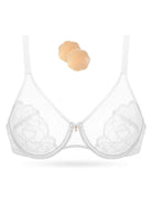 Underwire U-shaped Flower Transparent Bra White - WingsLove