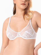 Underwire U-shaped Flower Transparent Bra White - WingsLove