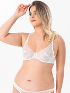 Underwire U-shaped Flower Transparent Bra White - WingsLove