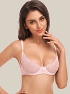 Unlined See Through 1/2 Cup Mesh Demi Shelf Underwired Bra - WingsLove