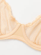 Unlined See Through 1/2 Cup Mesh Demi Shelf Underwired Bra Nude - WingsLove