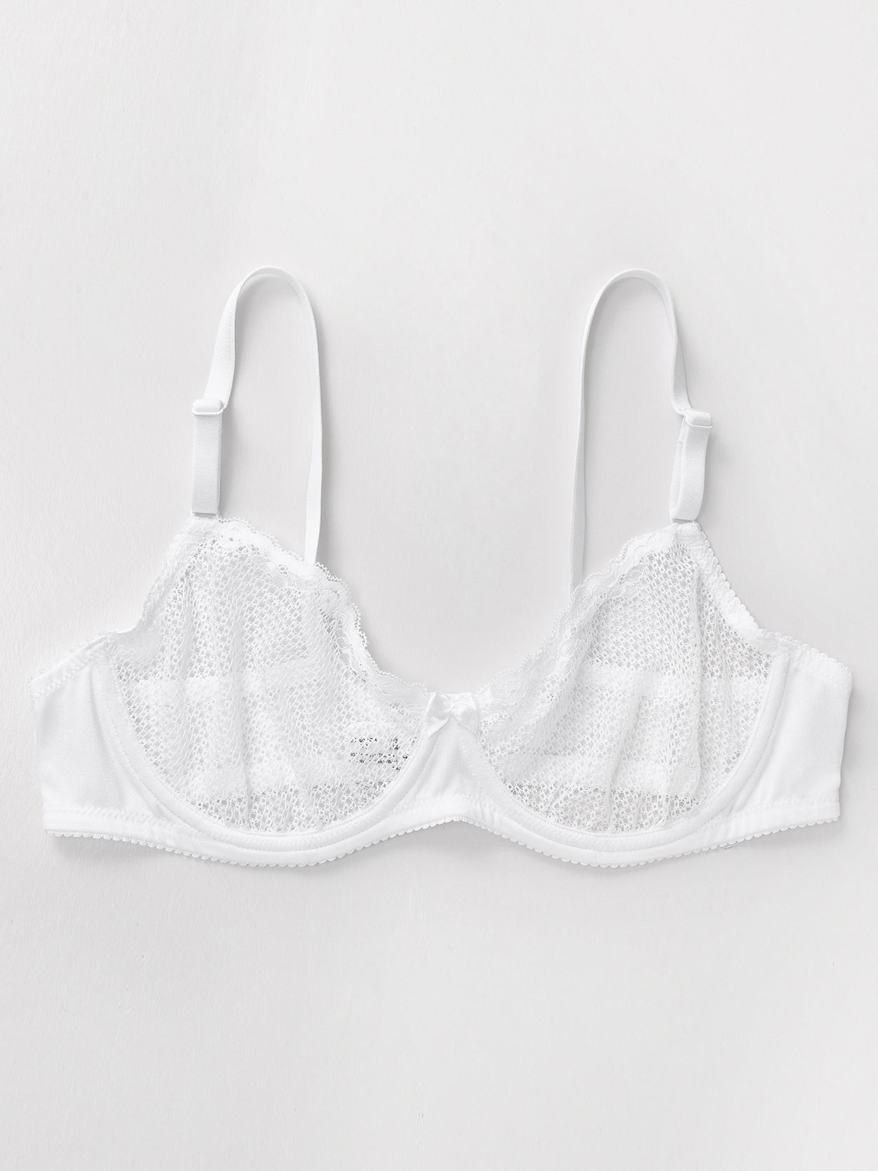 Unlined See Through 1/2 Cup Mesh Demi Shelf Underwired Bra White - WingsLove