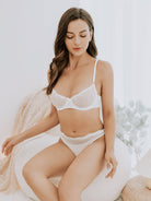 Unlined See Through 1/2 Cup Mesh Demi Shelf Underwired Bra White - WingsLove