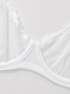 Unlined See Through 1/2 Cup Mesh Demi Shelf Underwired Bra White - WingsLove