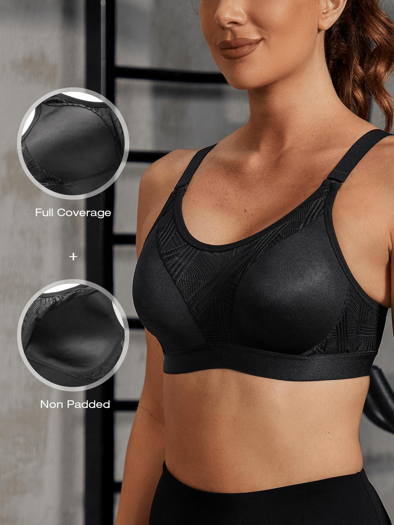 Women's Front Adjustable Straps Wirefree Sports Bras High Impact Plus Size  Full Coverage Padded X-back Fitness Gym Bras
