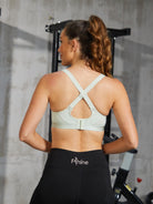 Wireless Full Coverage Workout Bra No Padded Plus Size Cross Back Exercise Sports Bra Green - WingsLove