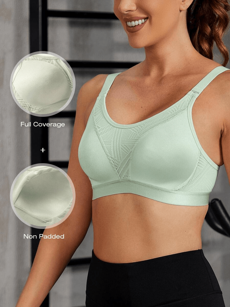 Wireless Full Coverage Workout Bra No Padded Plus Size Cross Back