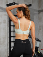 Wireless Full Coverage Workout Bra No Padded Plus Size Cross Back Exercise Sports Bra Green - WingsLove