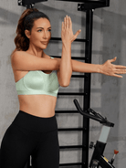 Wireless Full Coverage Workout Bra No Padded Plus Size Cross Back Exercise Sports Bra Green - WingsLove
