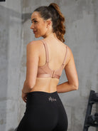 Wireless Full Coverage Workout Bra No Padded Plus Size Cross Back Exercise Sports Bra Milk Coffee - WingsLove
