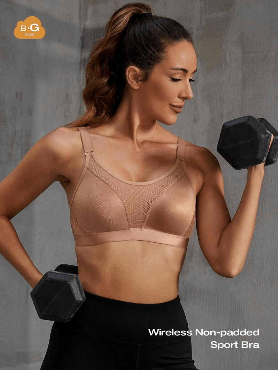 Wireless Full Coverage Workout Bra No Padded Plus Size Cross Back