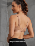 Wireless Full Coverage Workout Bra No Padded Plus Size Cross Back Exercise Sports Bra Milk Coffee - WingsLove