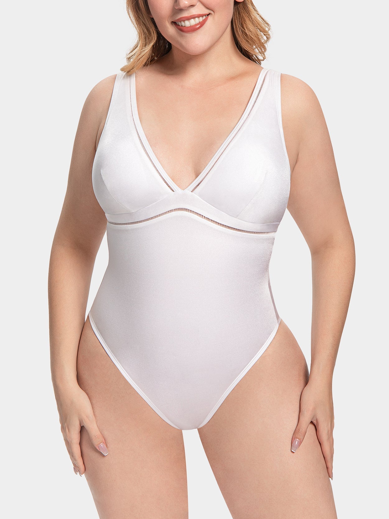 Women One Piece Plunge Bathing Suit Plus Size - WingsLove