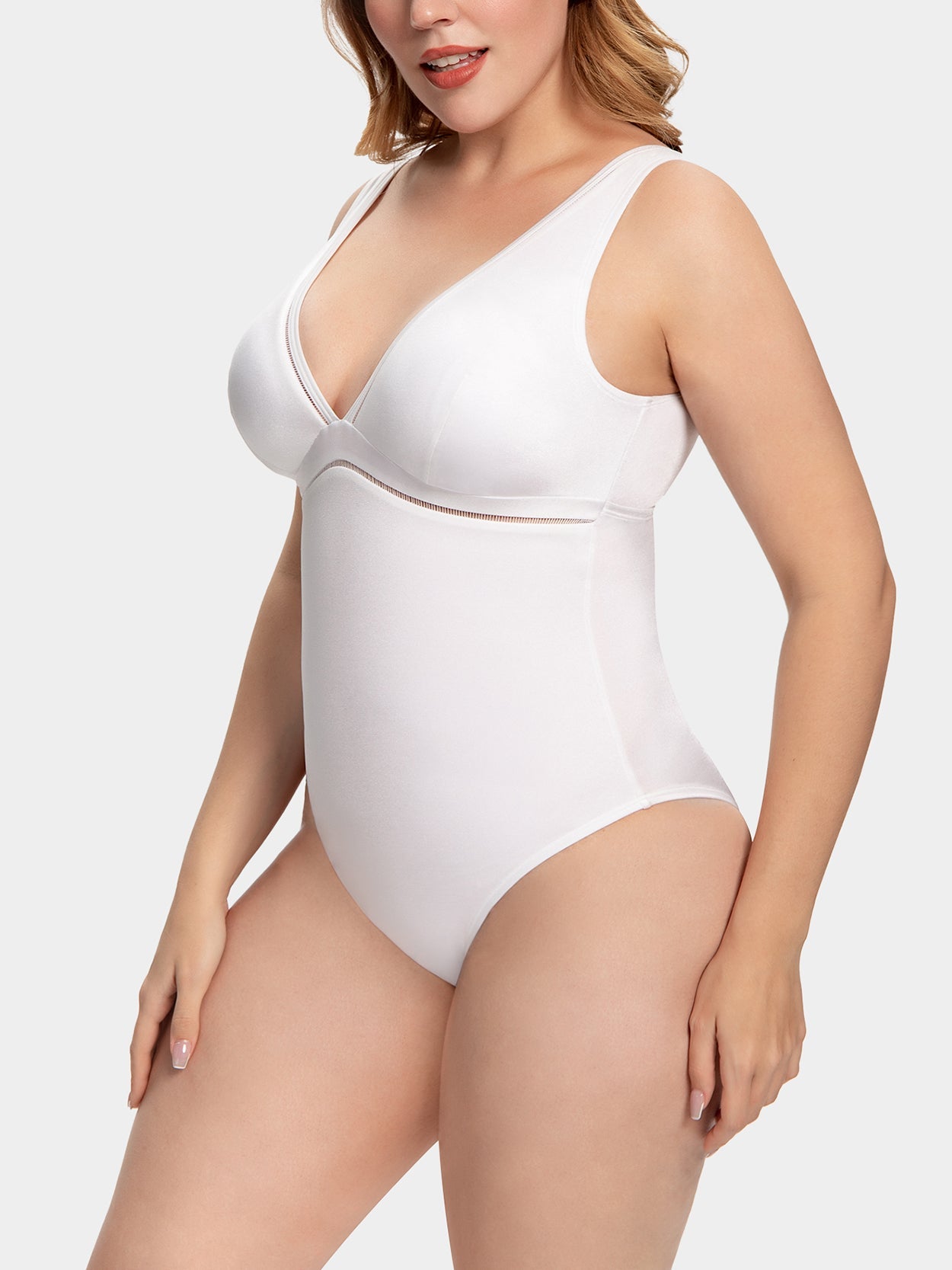 LEEy-world Plus Size Swimsuit for Women Women Lace up One Piece Swimsuit  Deep Plunge V Neck Bathing Suits White,XL