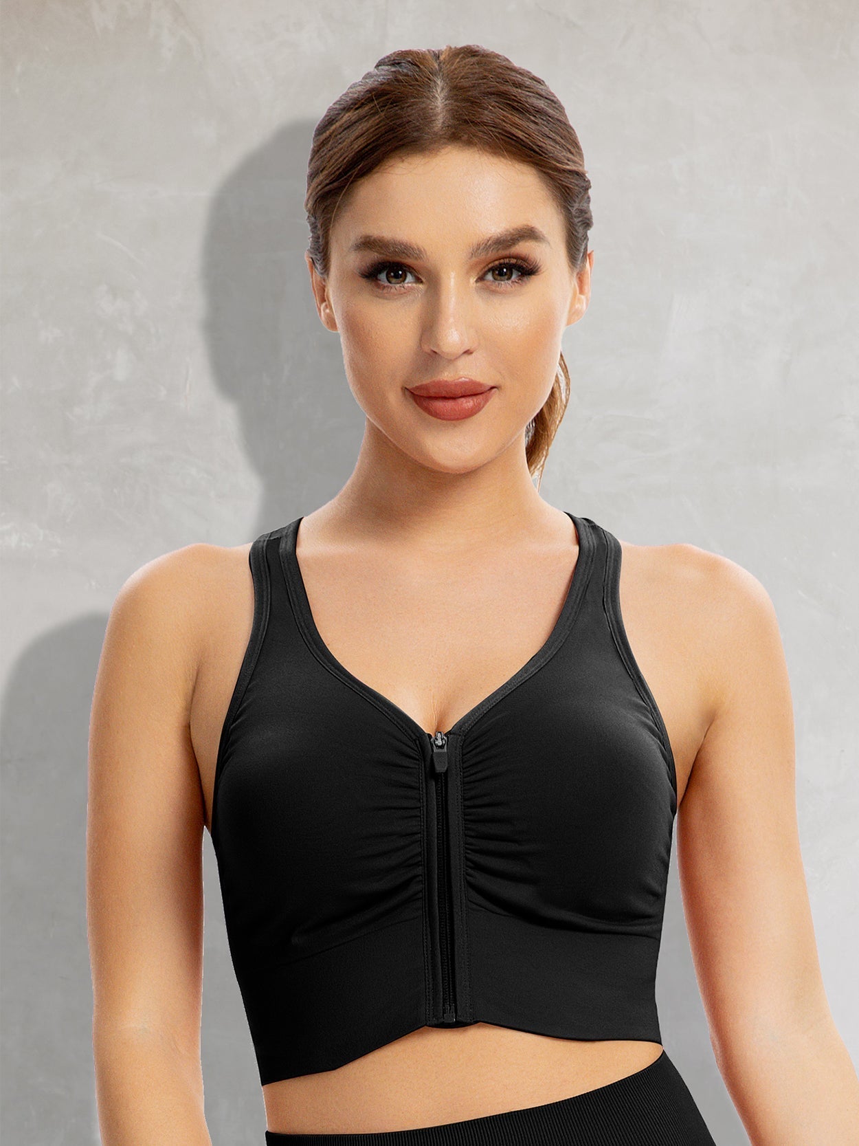 Zip Front Bra Padded Low Impact Wirefree – WingsLove