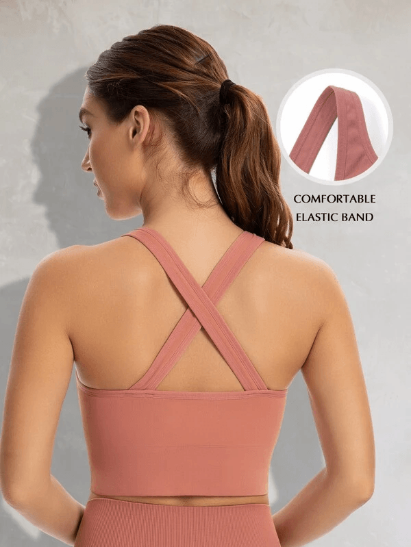 Zip Front Bra Padded Low Impact Wirefree Peach Red